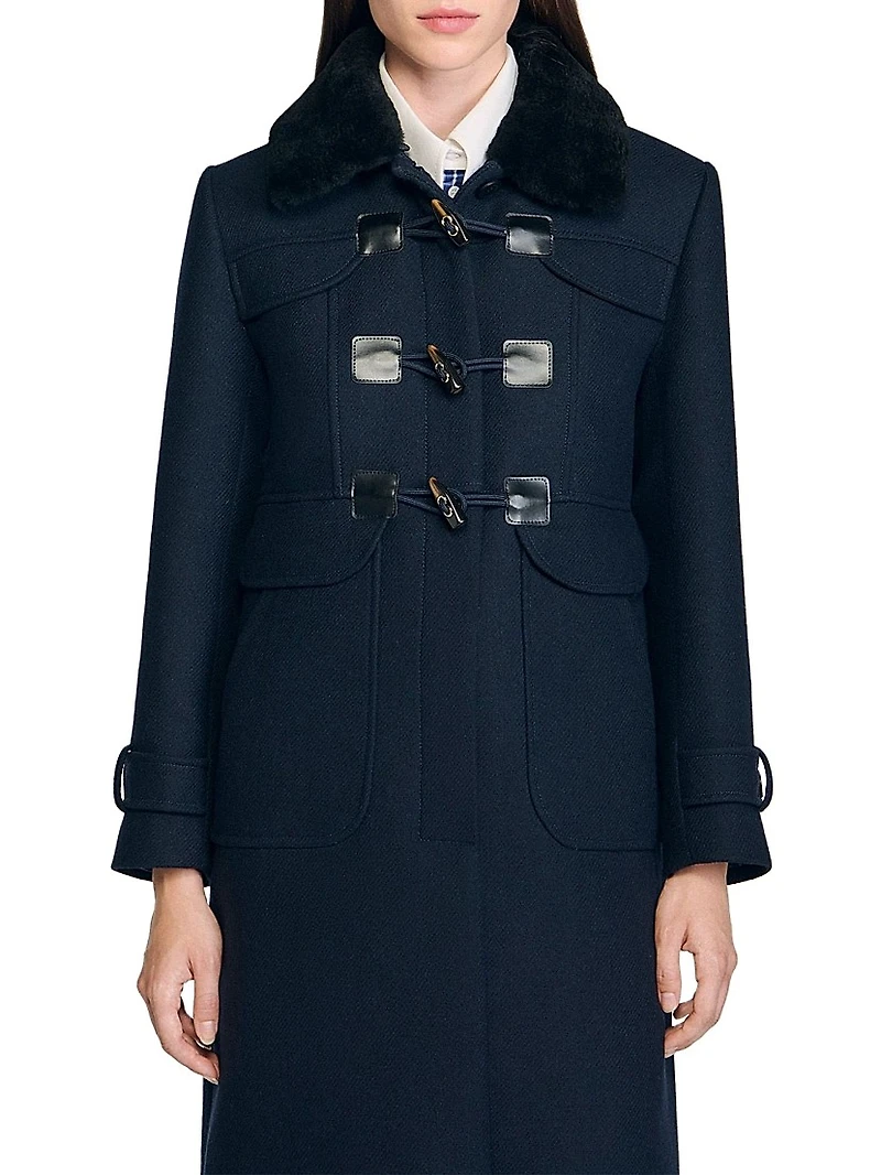 Long Coat with Velvet Collar