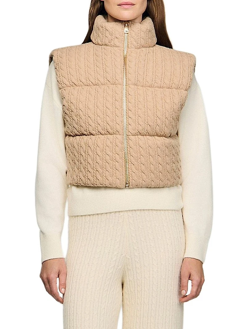 Cropped Sleeveless Puffer Vest