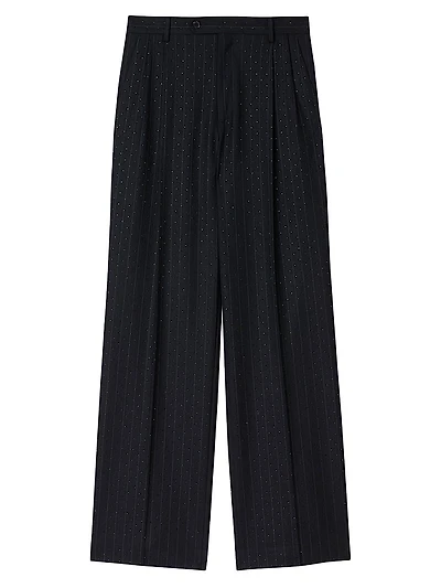 Rhinestone Striped Trousers