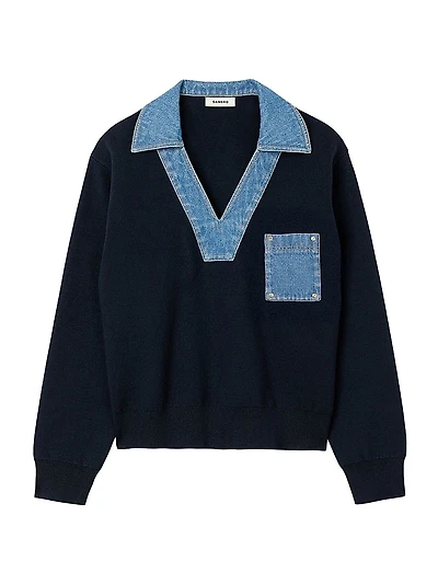 Sweater with Denim Details