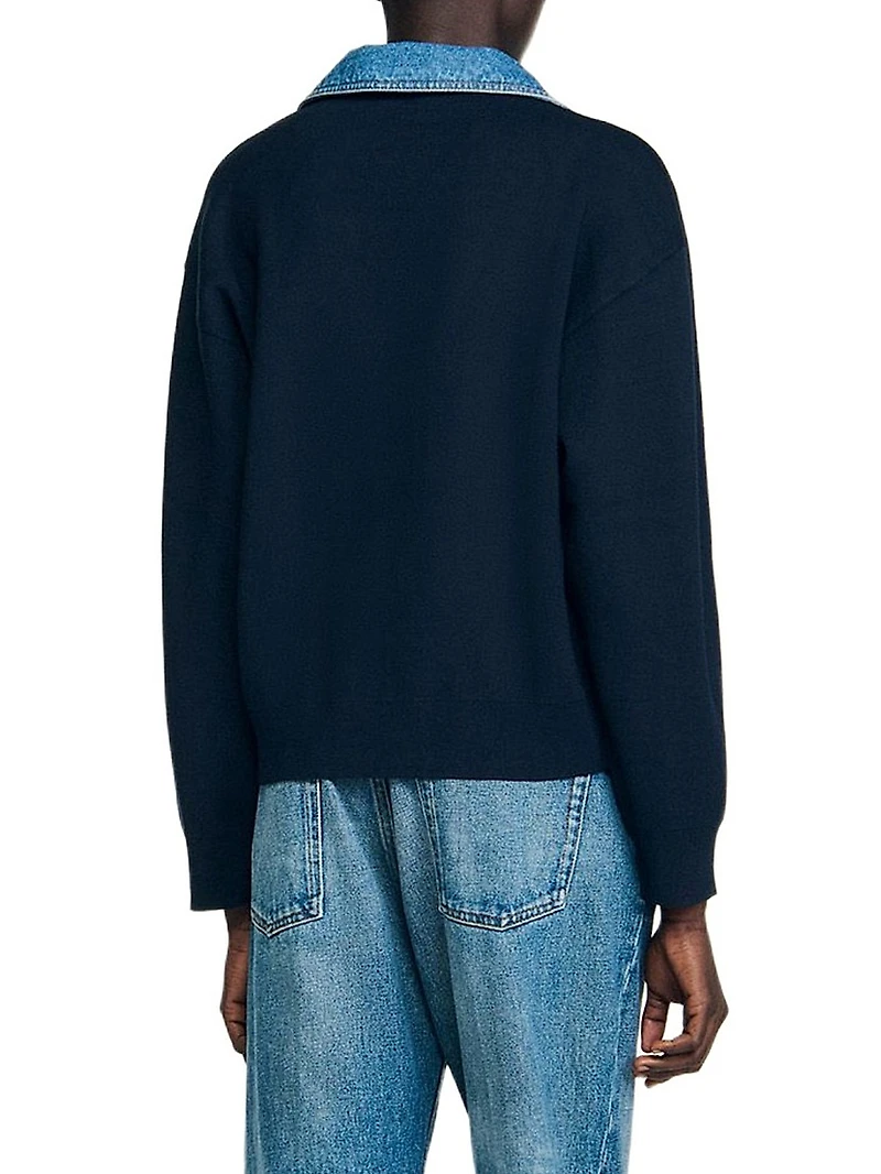 Sweater with Denim Details