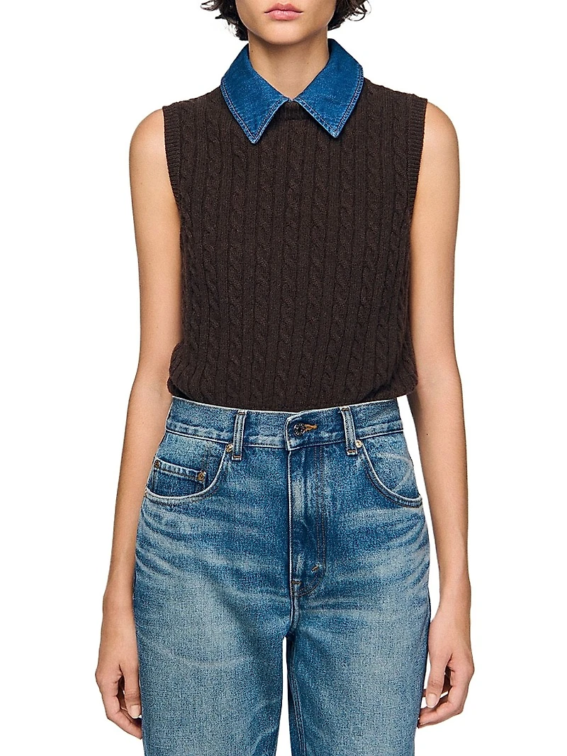 Knit and Denim Sweater