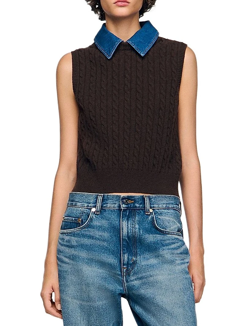 Knit and Denim Sweater