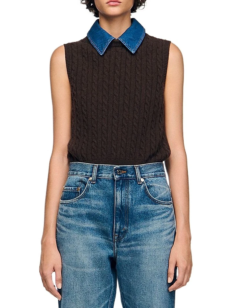 Knit and Denim Sweater