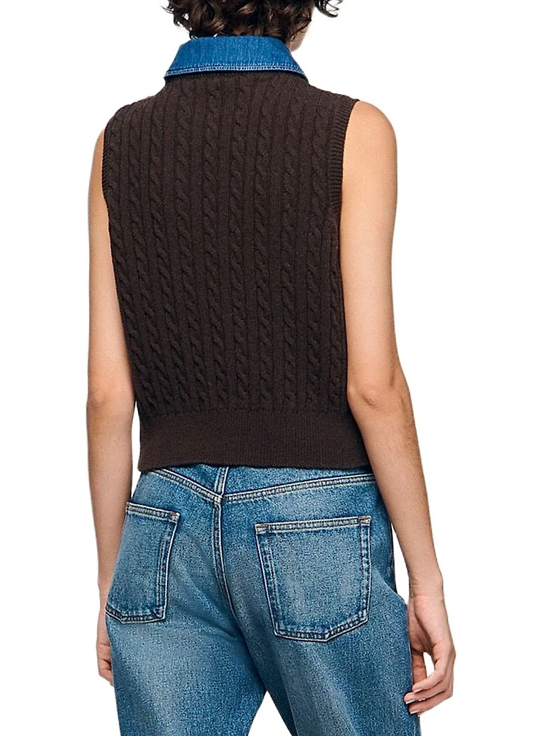 Knit and Denim Sweater