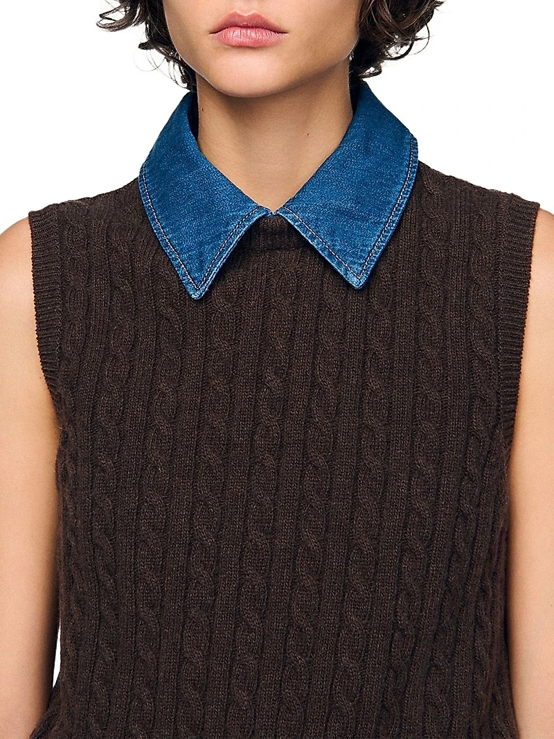 Knit and Denim Sweater