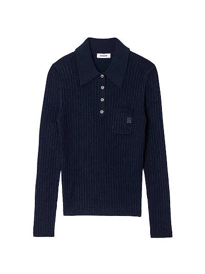 Cable Knit Polo Sweater