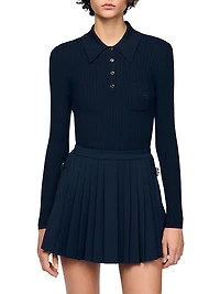 Cable Knit Polo Sweater