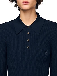 Cable Knit Polo Sweater