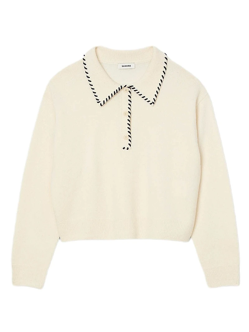 Contrast Poloneck Knit Sweater