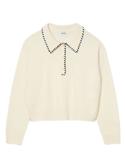 Contrast Poloneck Knit Sweater