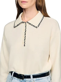 Contrast Poloneck Knit Sweater