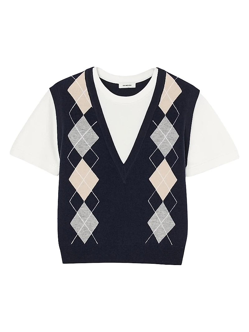Argyle layered Effect Sweater