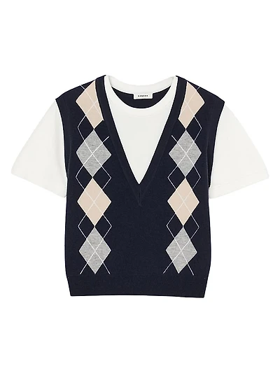 Argyle layered Effect Sweater