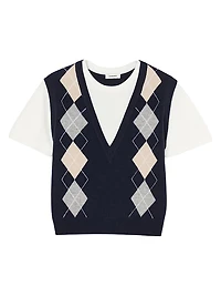 Argyle layered Effect Sweater
