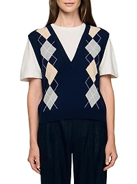 Argyle layered Effect Sweater