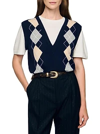 Argyle layered Effect Sweater