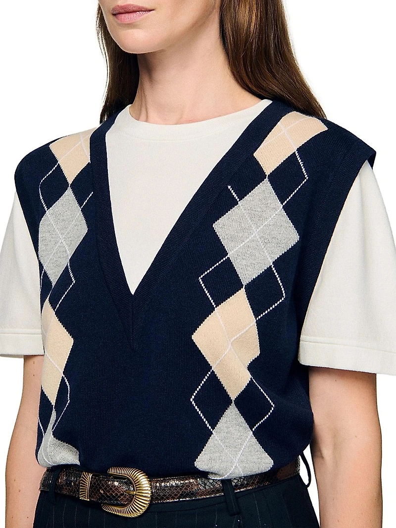 Argyle layered Effect Sweater