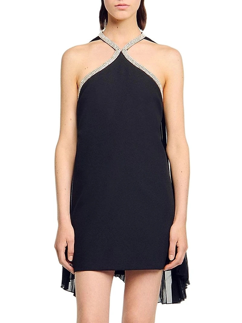 Mini Cape Dress with Rhinestones