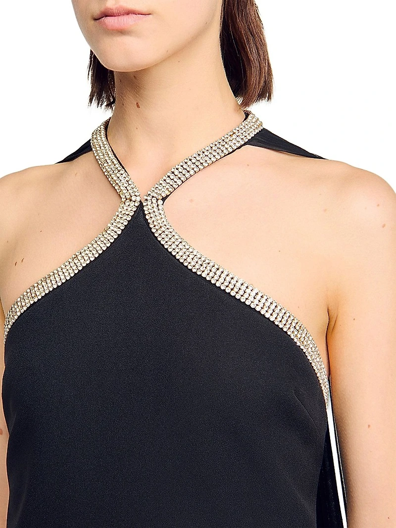 Mini Cape Dress with Rhinestones