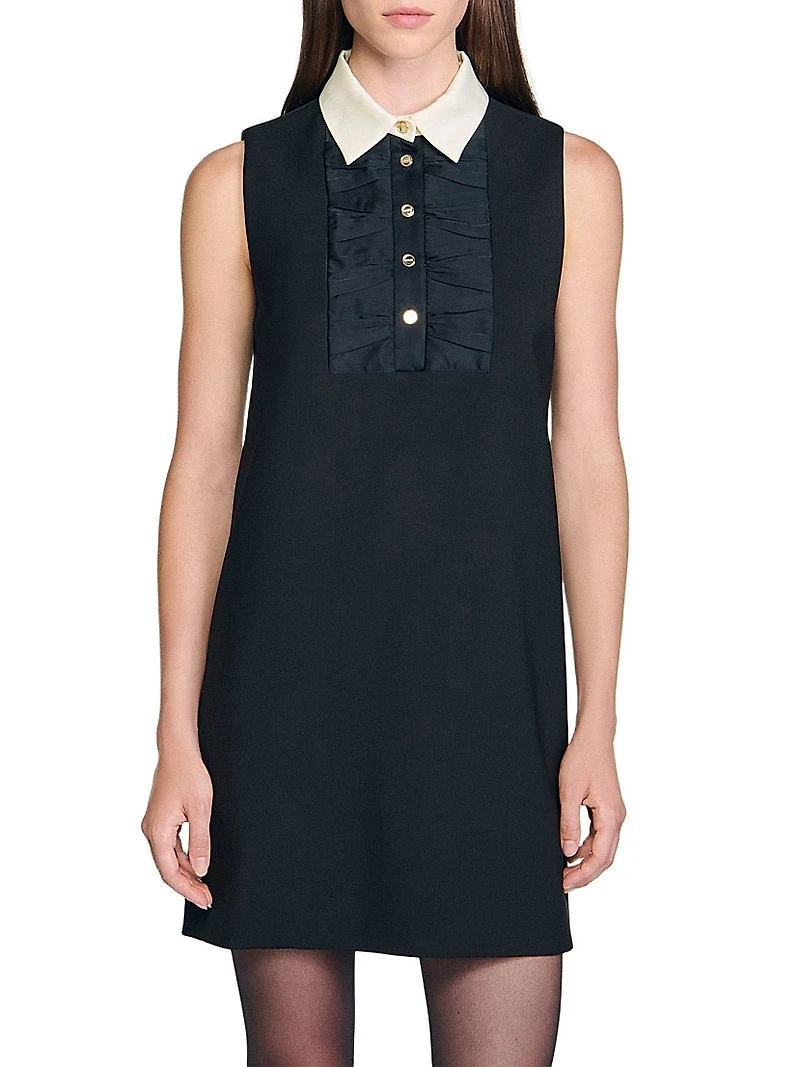 Short Dress with Contrast Collar