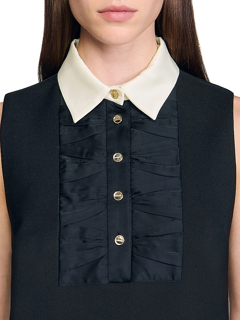 Short Dress with Contrast Collar