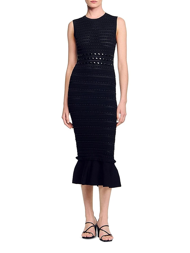 Knit Midi Dress with Studs