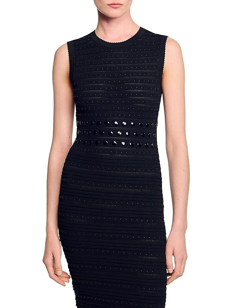 Knit Midi Dress with Studs