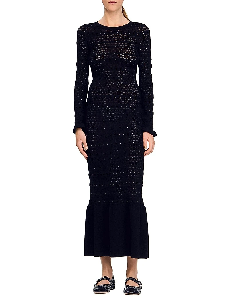 Rhinestone Knit Maxi Dress