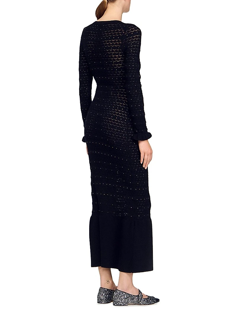 Rhinestone Knit Maxi Dress