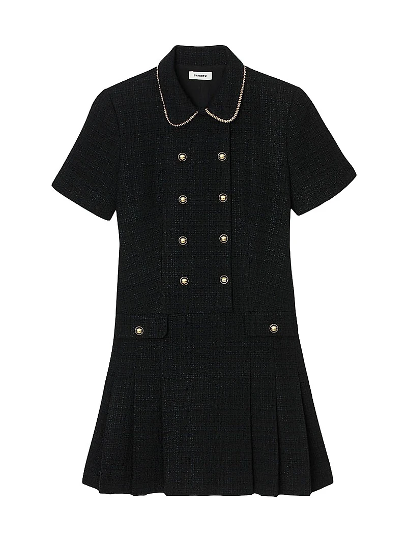 Mini Buttoned Tweed Dress