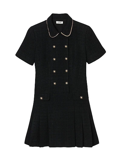Mini Buttoned Tweed Dress