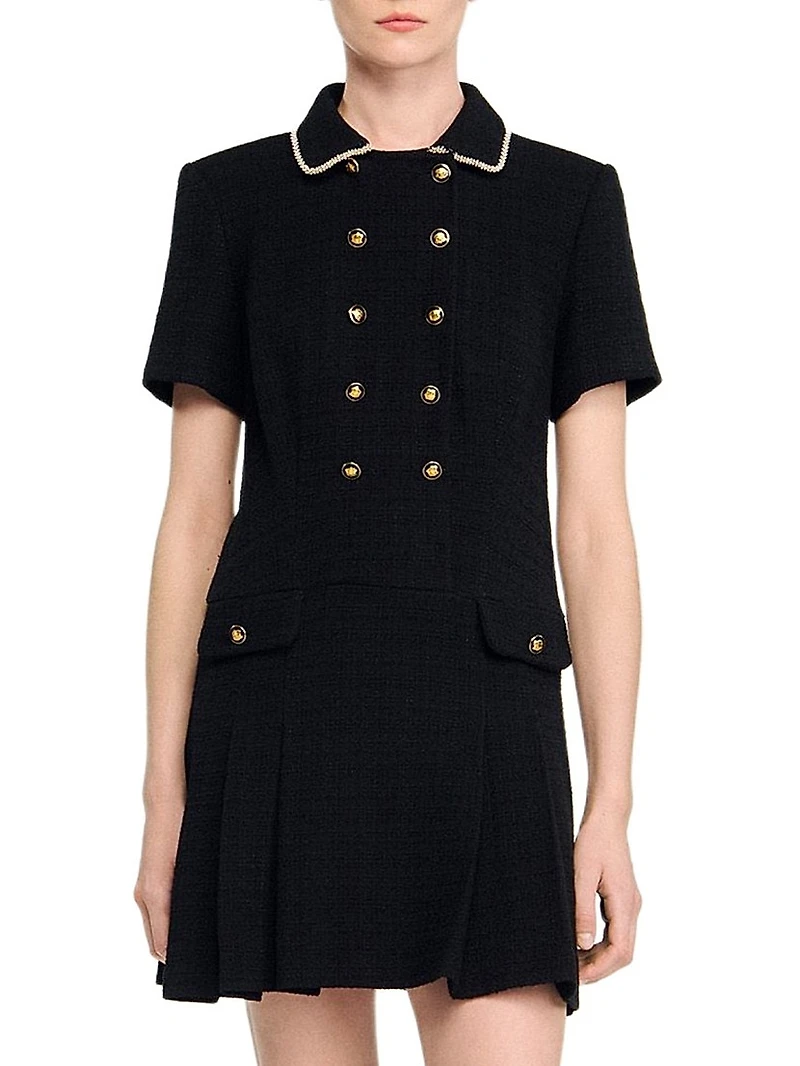 Mini Buttoned Tweed Dress