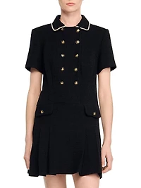 Mini Buttoned Tweed Dress