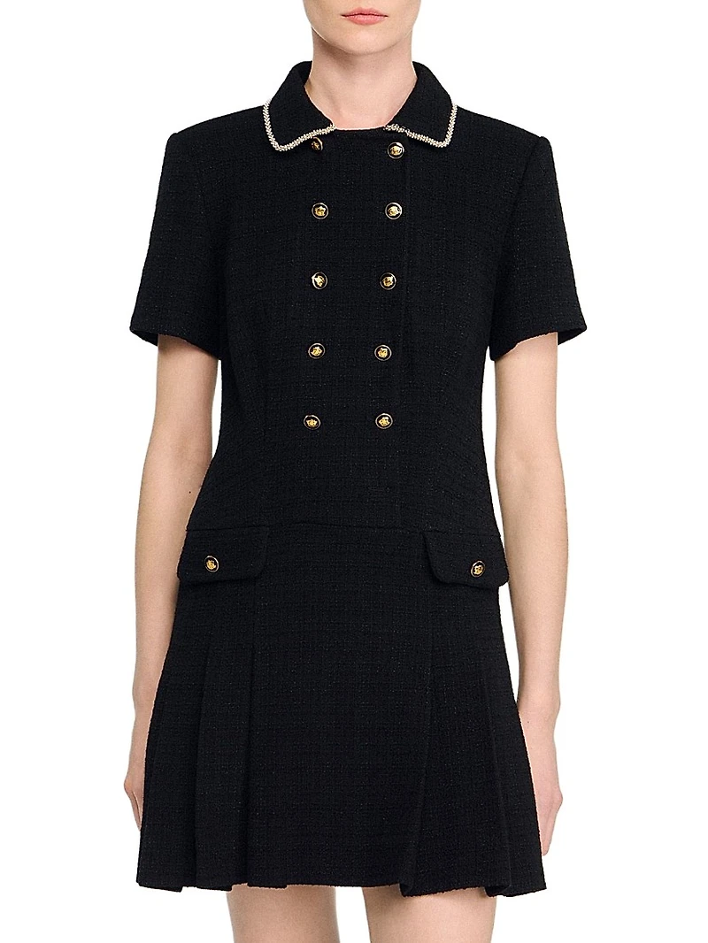 Mini Buttoned Tweed Dress