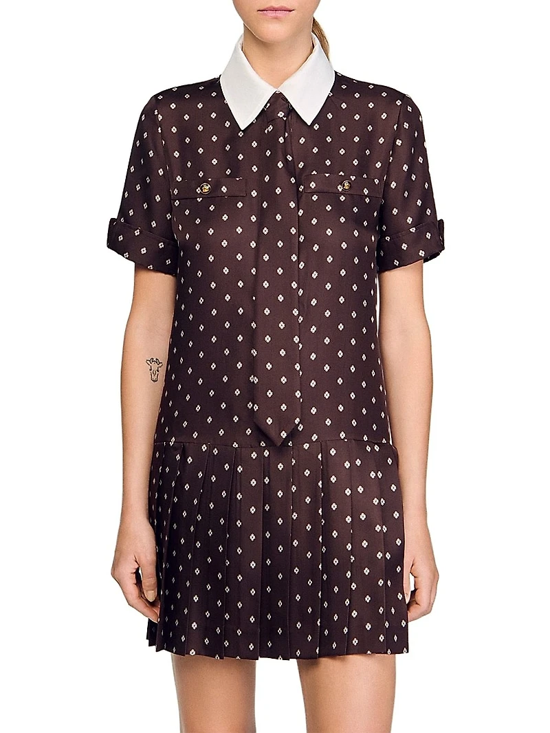 Printed Satin-Effect Mini Dress