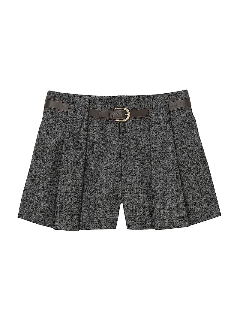Pleated Shorts with Belt
