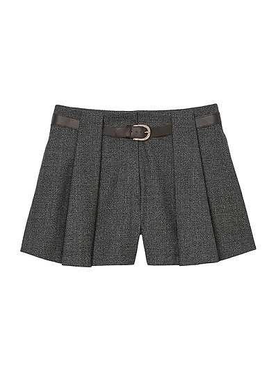 Pleated Shorts with Belt