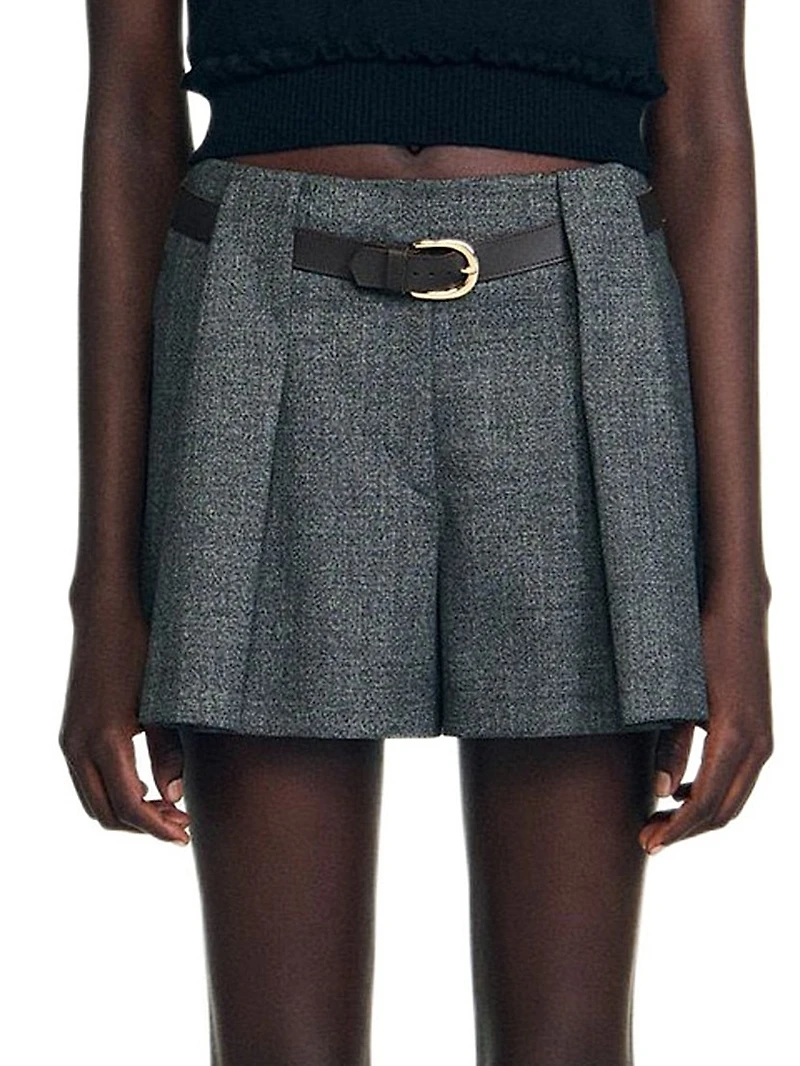 Pleated Shorts with Belt