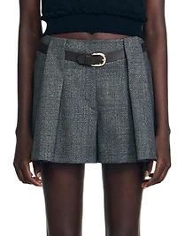 Pleated Shorts with Belt