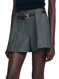 Pleated Shorts with Belt