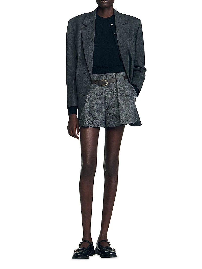 Pleated Shorts with Belt