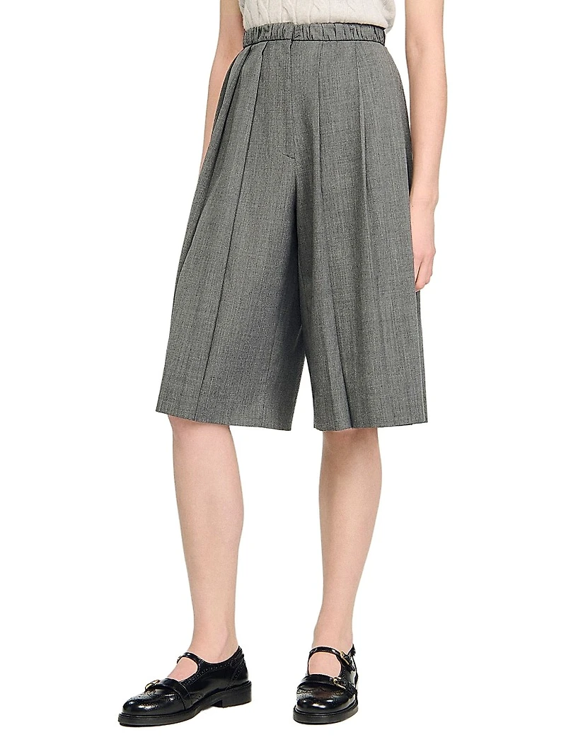 Pleated Long Shorts