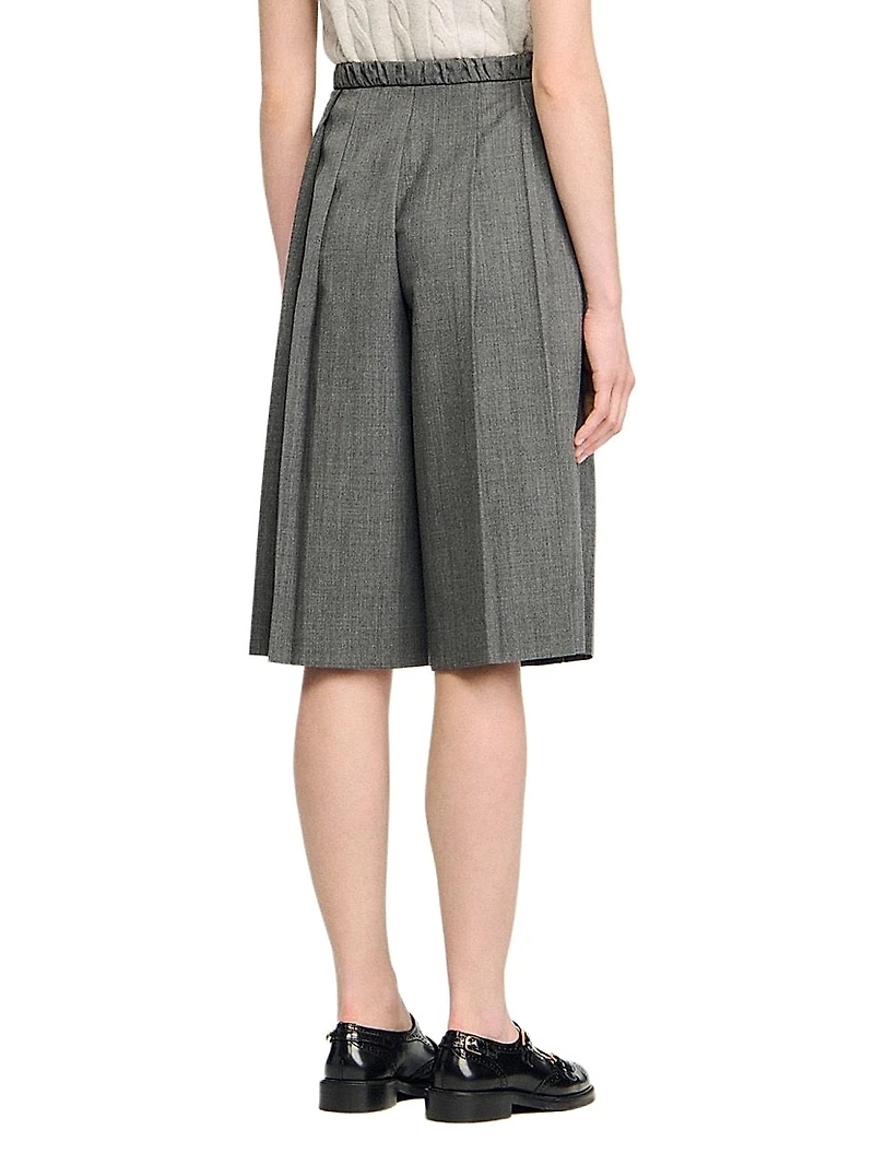 Pleated Long Shorts