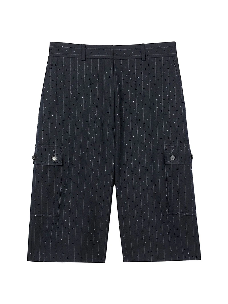 Rhinestone Striped Bermuda Shorts