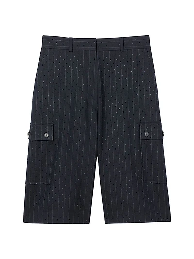 Rhinestone Striped Bermuda Shorts