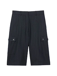 Rhinestone Striped Bermuda Shorts