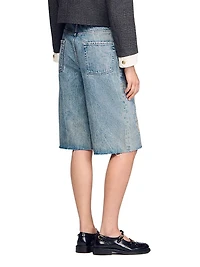 Distressed Denim Bermuda Shorts