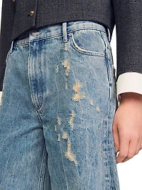 Distressed Denim Bermuda Shorts