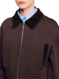 Cropped Dual Fabric Sweatshirt